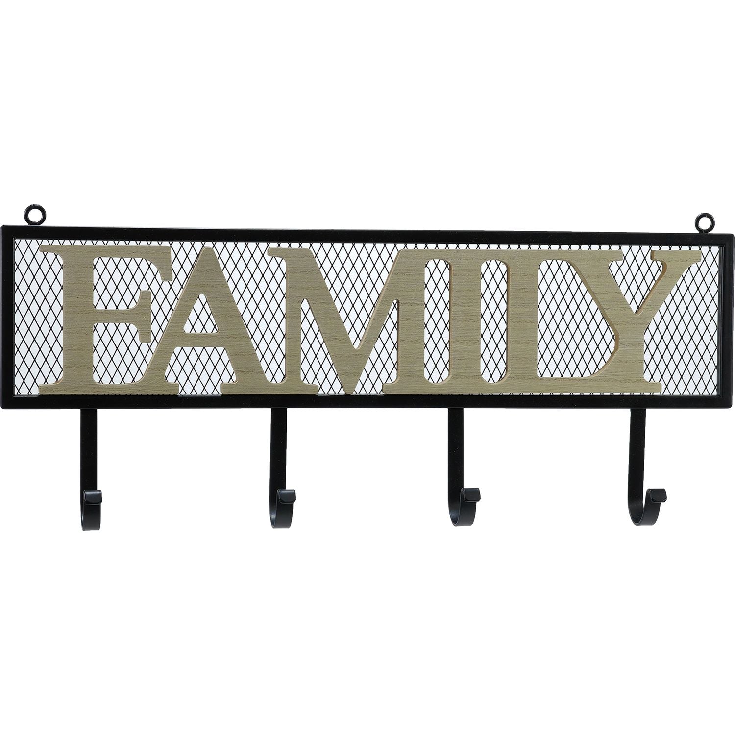 VESTIAMO CASA - Appendiabiti 4 posti in metallo Nero e Legno - h20x47,5x5,5 cm