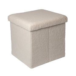 VESTIAMO CASA - Pouf Contenitore in tessuto Teddy Crema - h38x38x38 cm