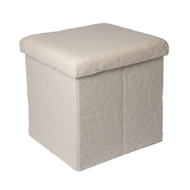 VESTIAMO CASA - Pouf Contenitore in tessuto Teddy Crema - h38x38x38 cm