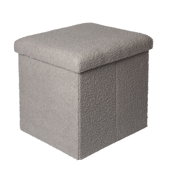 VESTIAMO CASA - Pouf Contenitore in tessuto Teddy Grigio chiaro - h38x38x38 cm