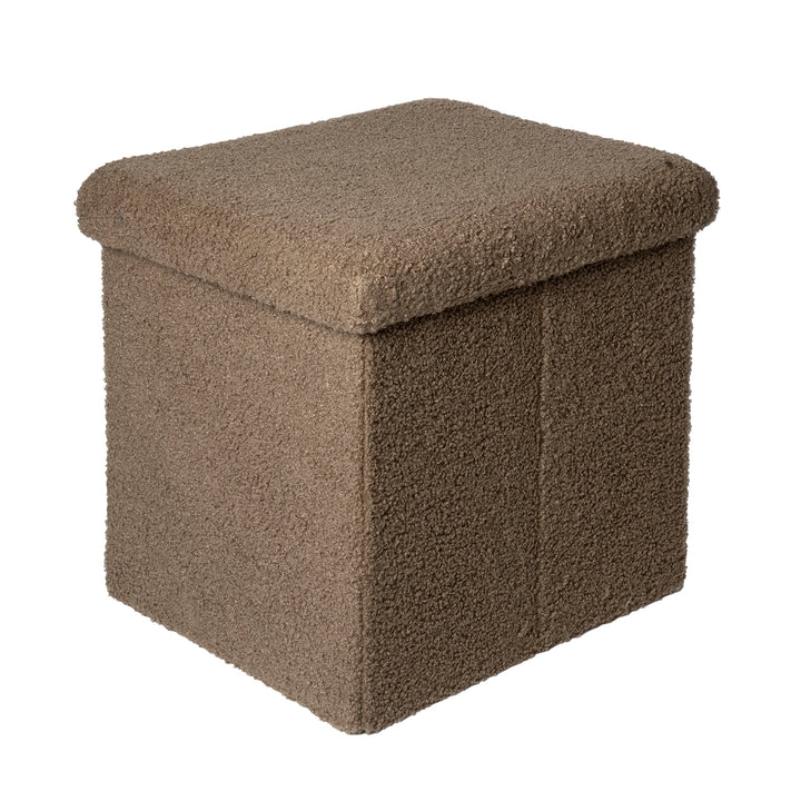 VESTIAMO CASA - Pouf Contenitore in tessuto Teddy Marrone - h38x38x38 cm