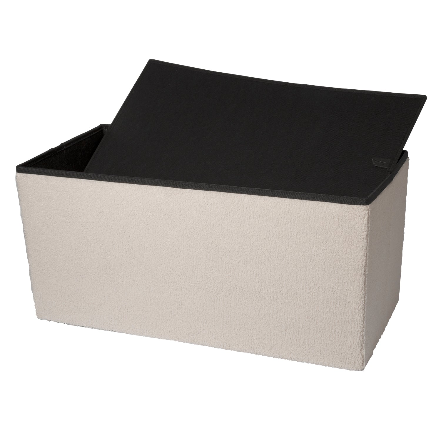 VESTIAMO CASA - Pouf Contenitore in tessuto Teddy Crema - h38x76x38 cm