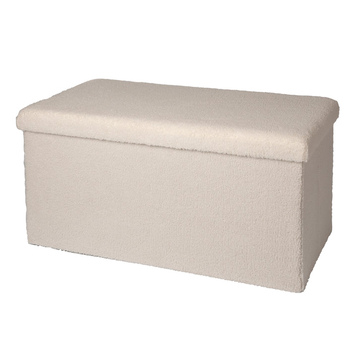 VESTIAMO CASA - Pouf Contenitore in tessuto Teddy Crema - h38x76x38 cm