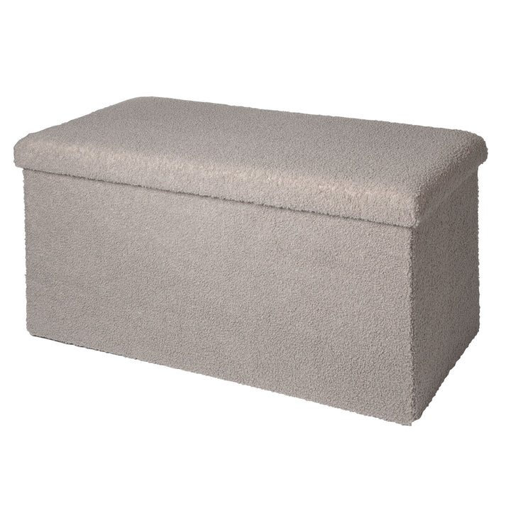 VESTIAMO CASA - Pouf Contenitore in tessuto Teddy Grigio Chiaro - h38x76x38 cm