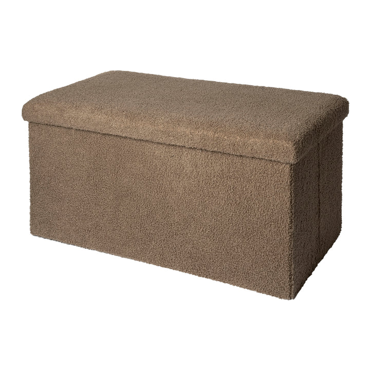 VESTIAMO CASA - Pouf Contenitore in tessuto Teddy Marrone - h38x76x38 cm