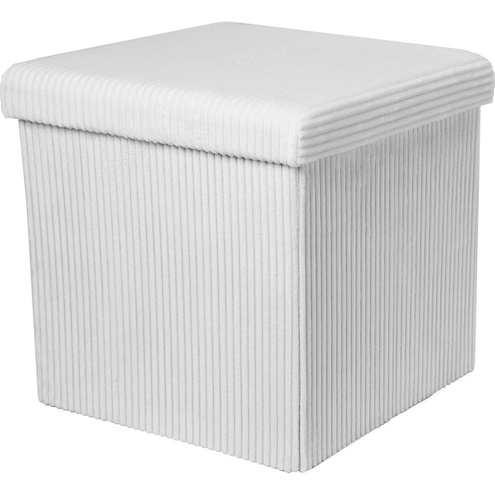 VESTIAMO CASA - Pouf Contenitore richiudibile Velluto Rigato Bianco - h40x40x40 cm