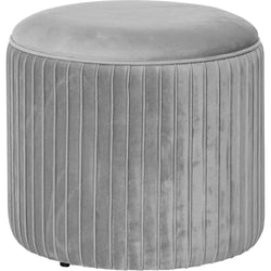 VESTIAMO CASA - Pouf Contenitore in Velluto Grigio Chiaro - h36 cm x diametro 38 cm