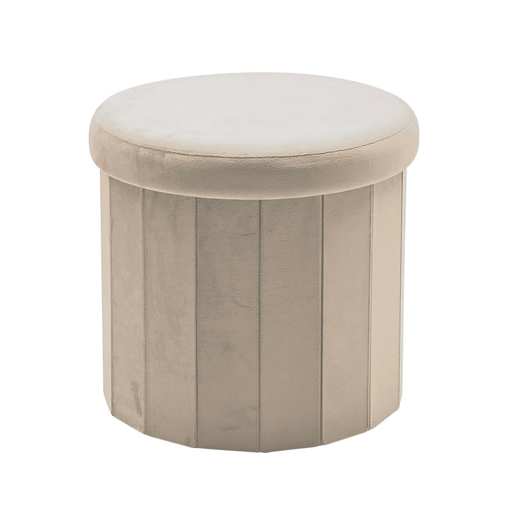 VESTIAMO CASA - Pouf Contenitore Richiudibile Crema - h38 cm diametro 40 cm