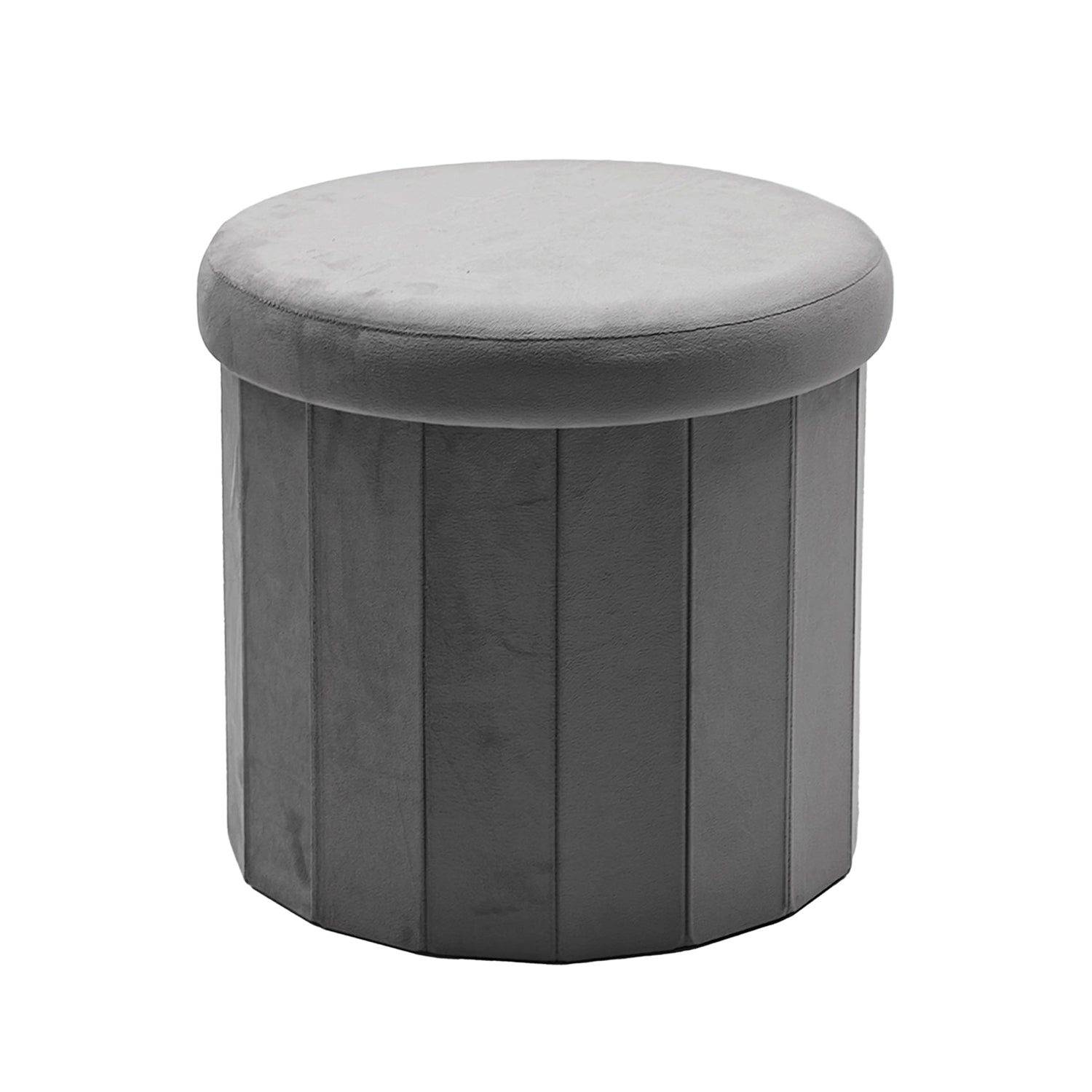 VESTIAMO CASA - Pouf Contenitore Richiudibile Grigio - h38 cm diametro 40 cm