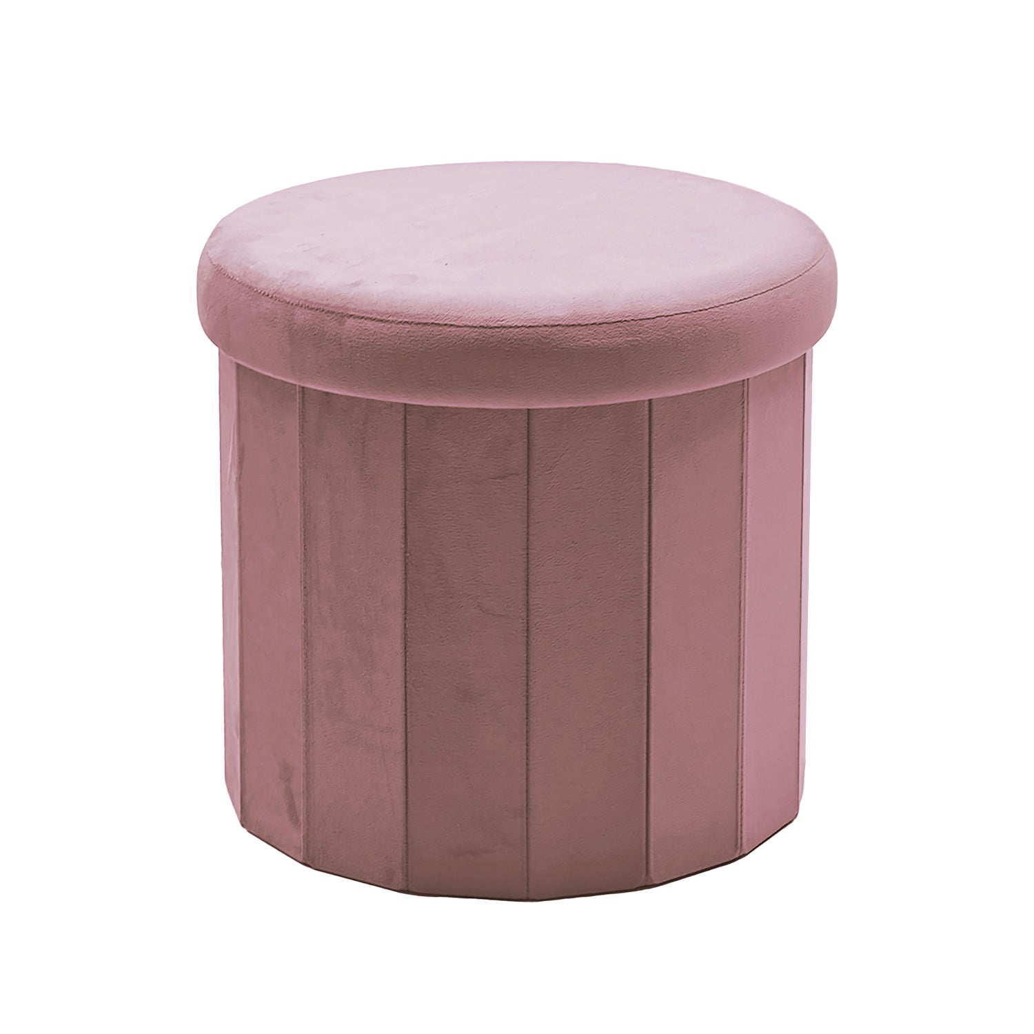 VESTIAMO CASA - Pouf Contenitore Richiudibile Rosa - h38 cm diametro 40 cm