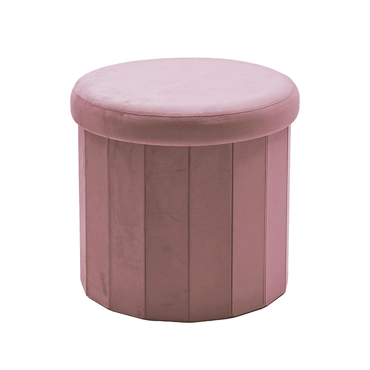 VESTIAMO CASA - Pouf Contenitore Richiudibile Rosa - h38 cm diametro 40 cm