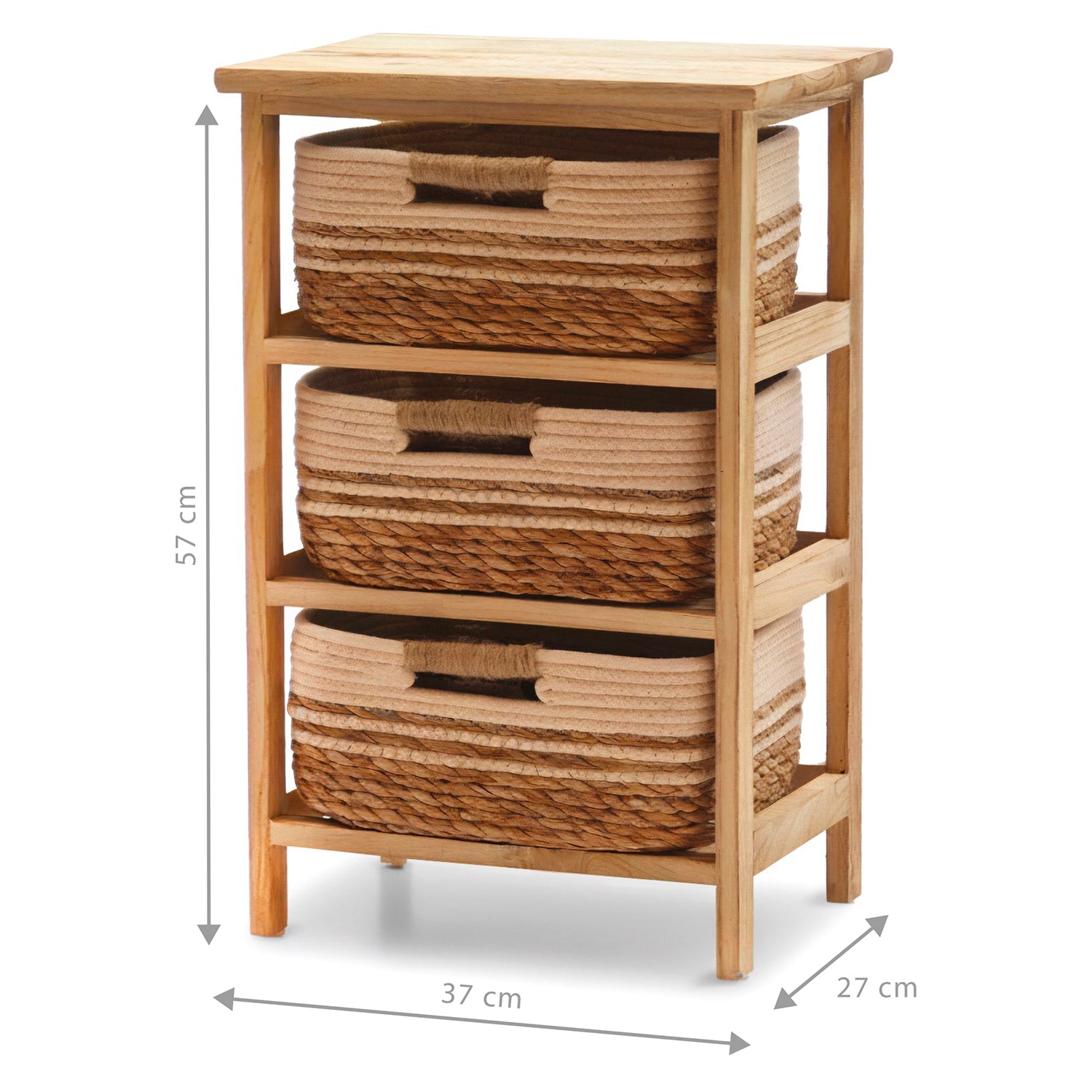 VESTIAMO CASA - Cassettiera Multiuso Linea Woodhandy 3 Cassetti - h57x37x27 cm