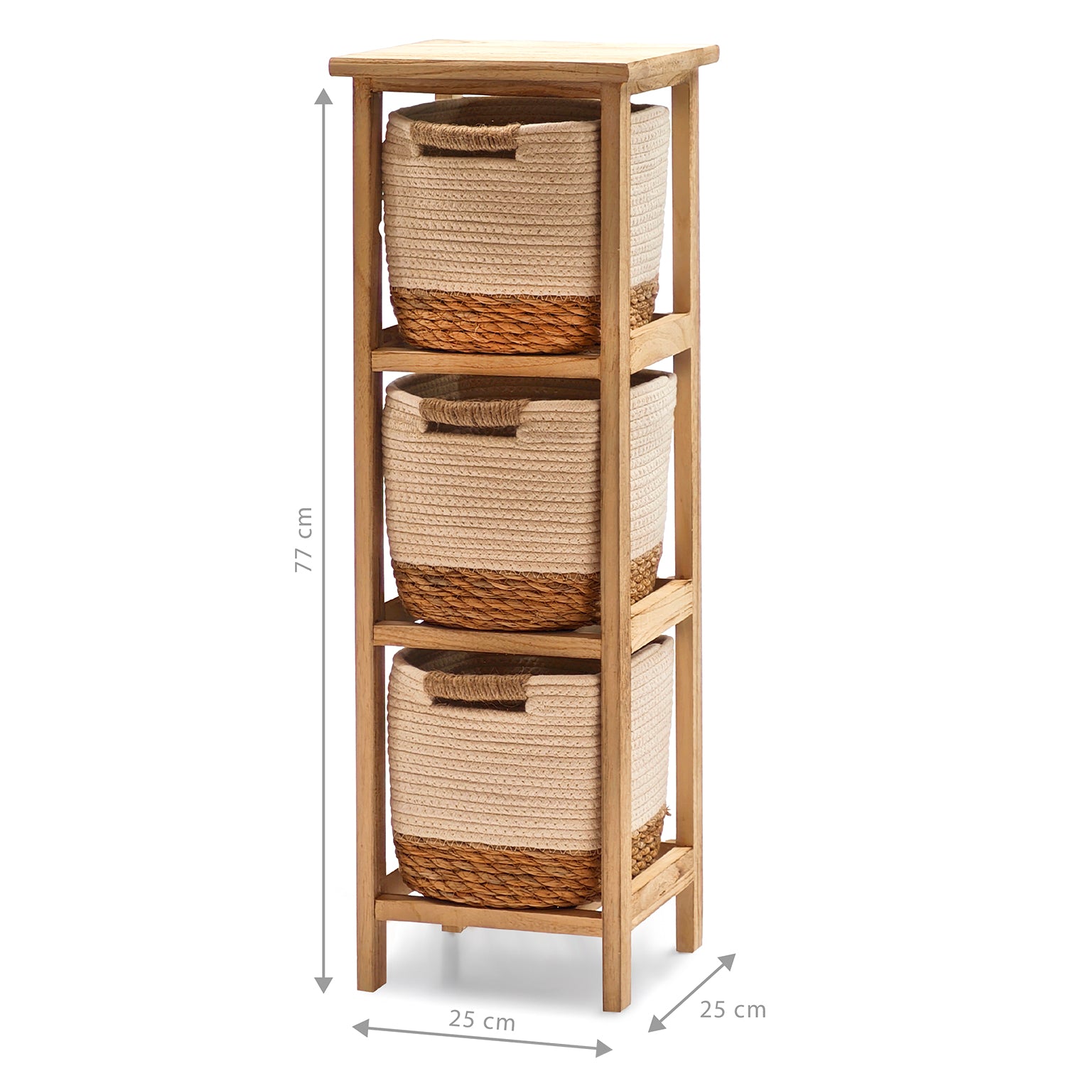 VESTIAMO CASA - Cassettiera Multiuso Linea Woodhandy 3 Cassetti Slim - h77x25x25 cm