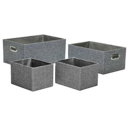 VESTIAMO CASA - Contenitore Rettangolare Salvaspazio in poliestere Grigio - set 4 pezzi