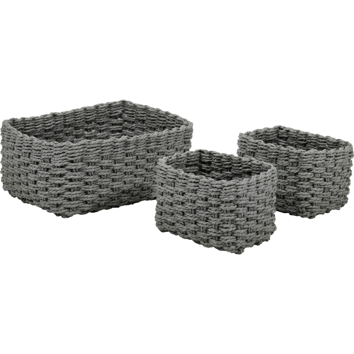 VESTIAMO CASA - Cestino Multiuso Rettangolare Grigio - set 3 pezzi