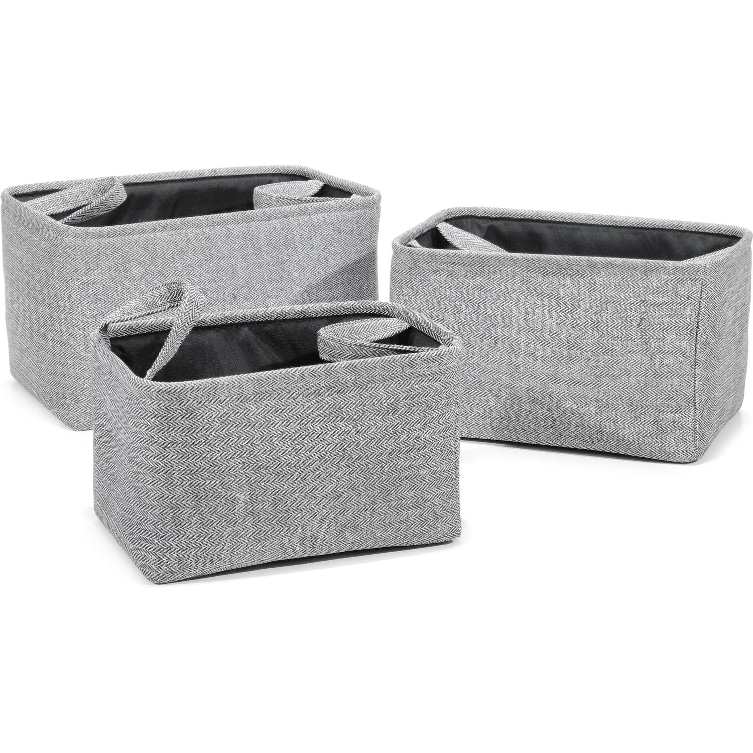 VESTIAMO CASA - Cestino Multiuso Rettangolare in tessuto Grigio - set 3 pezzi