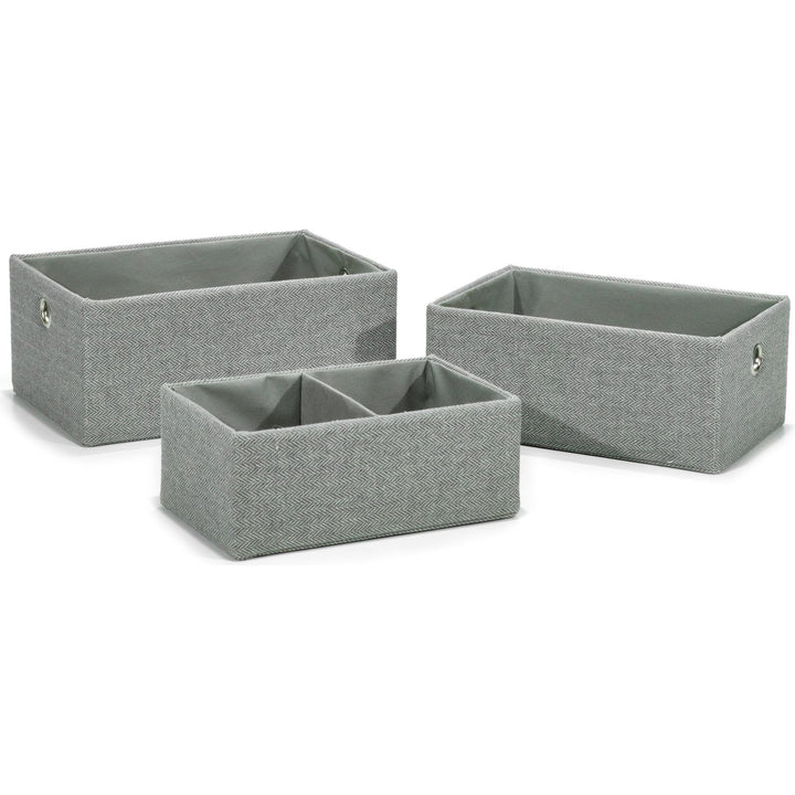 VESTIAMO CASA - Cestino Multiuso Rettangolare in tessuto Grigio - set 3 pezzi