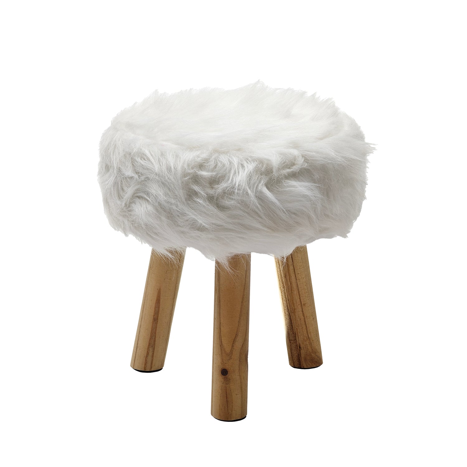 VESTIAMO CASA - Pouf Peloso Bianco h32 cm diametro 32 cm