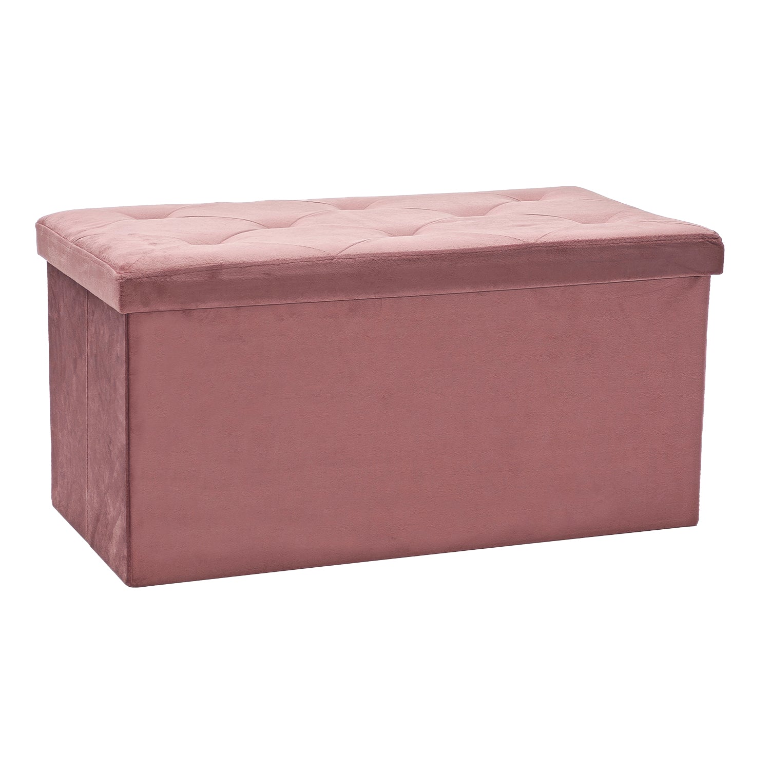 VESTIAMO CASA - Pouf Contenitore Richiudibile Rosa in Velluto Sintetico h38x76x38 cm