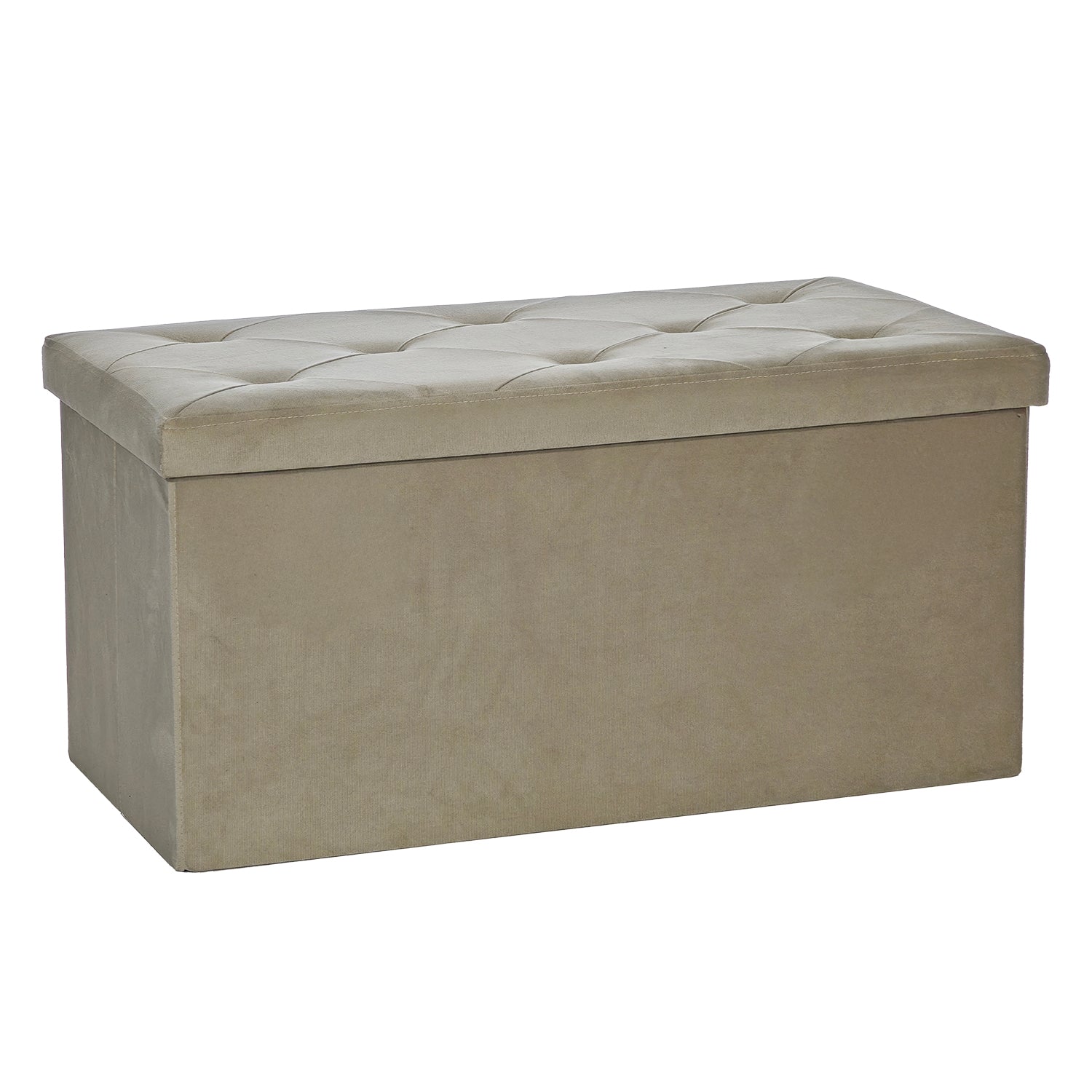 VESTIAMO CASA - Pouf Contenitore Richiudibile Tortora in Velluto Sintetico h38x76x38 cm