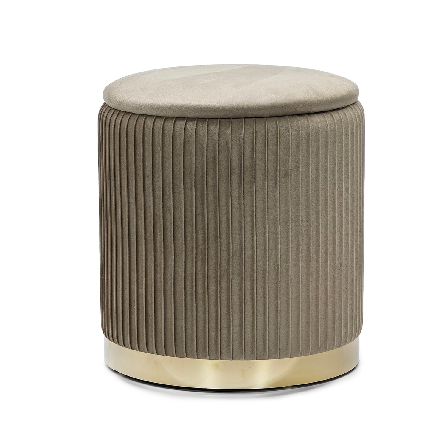 VESTIAMO CASA - Pouf Contenitore Tortora in Velluto Sintetico - h42 cm diametro 36 cm