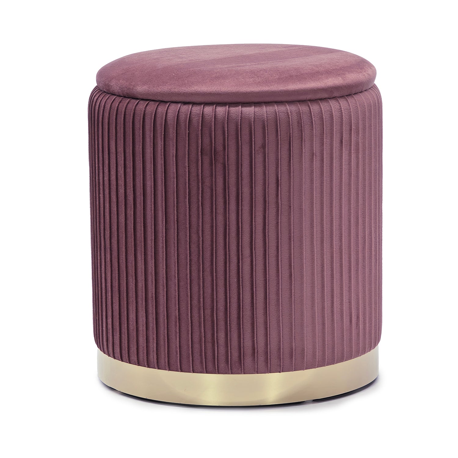 VESTIAMO CASA - Pouf Contenitore Rosa in Velluto Sintetico - h42 cm diametro 36 cm