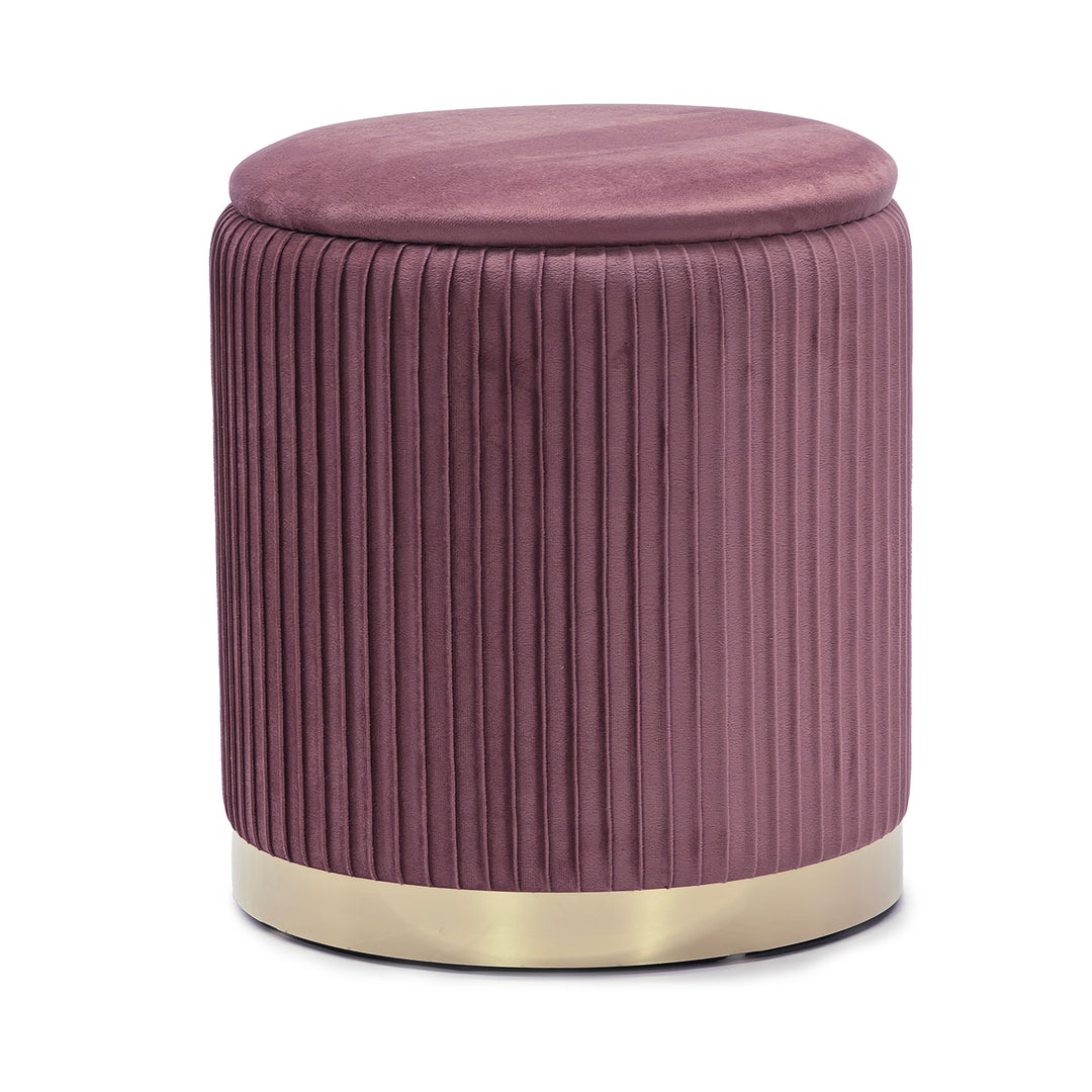 Pouf contenitore multiuso richiudibile in mdf rivestito effetto velluto
