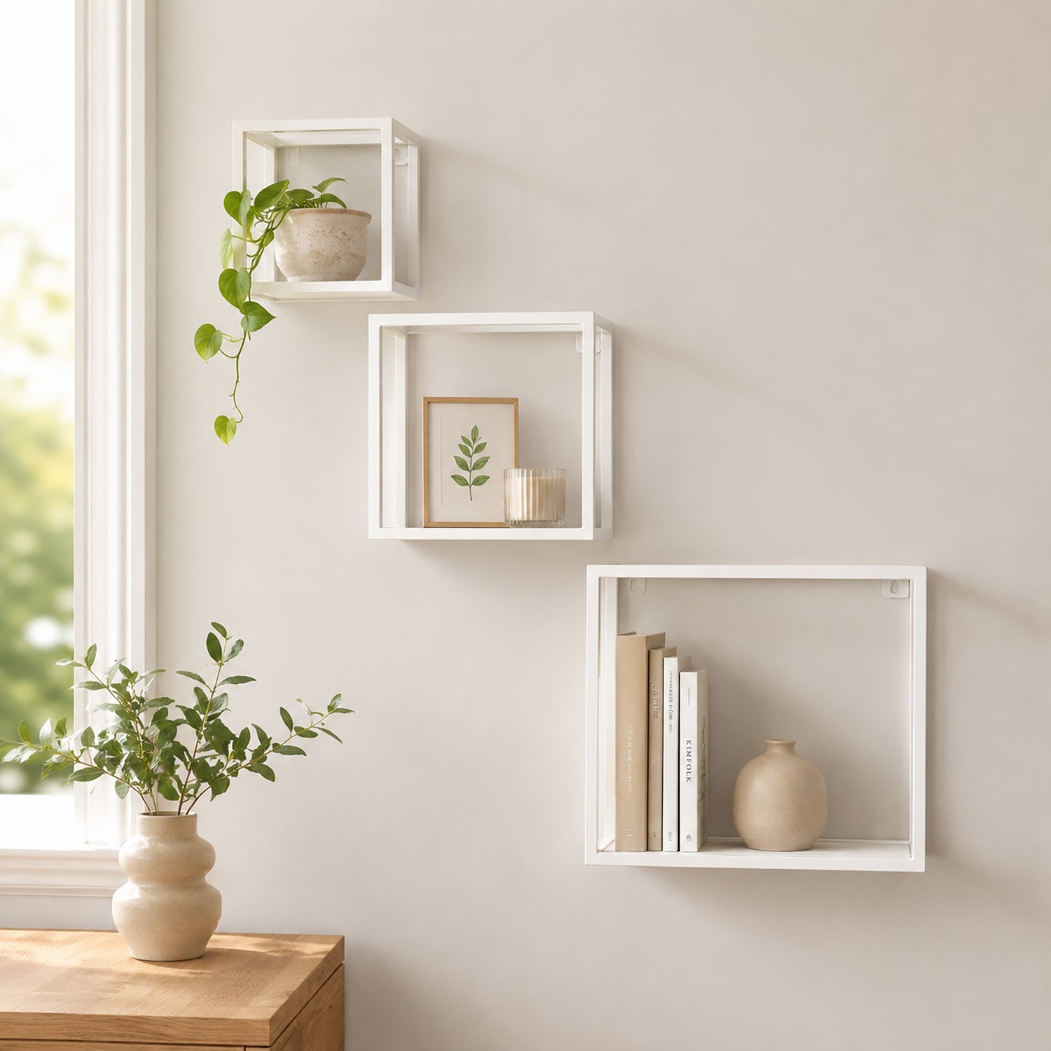 VESTIAMO CASA - Mensole Cubo da Parete in Metallo Bianco - Set 3 Pezzi