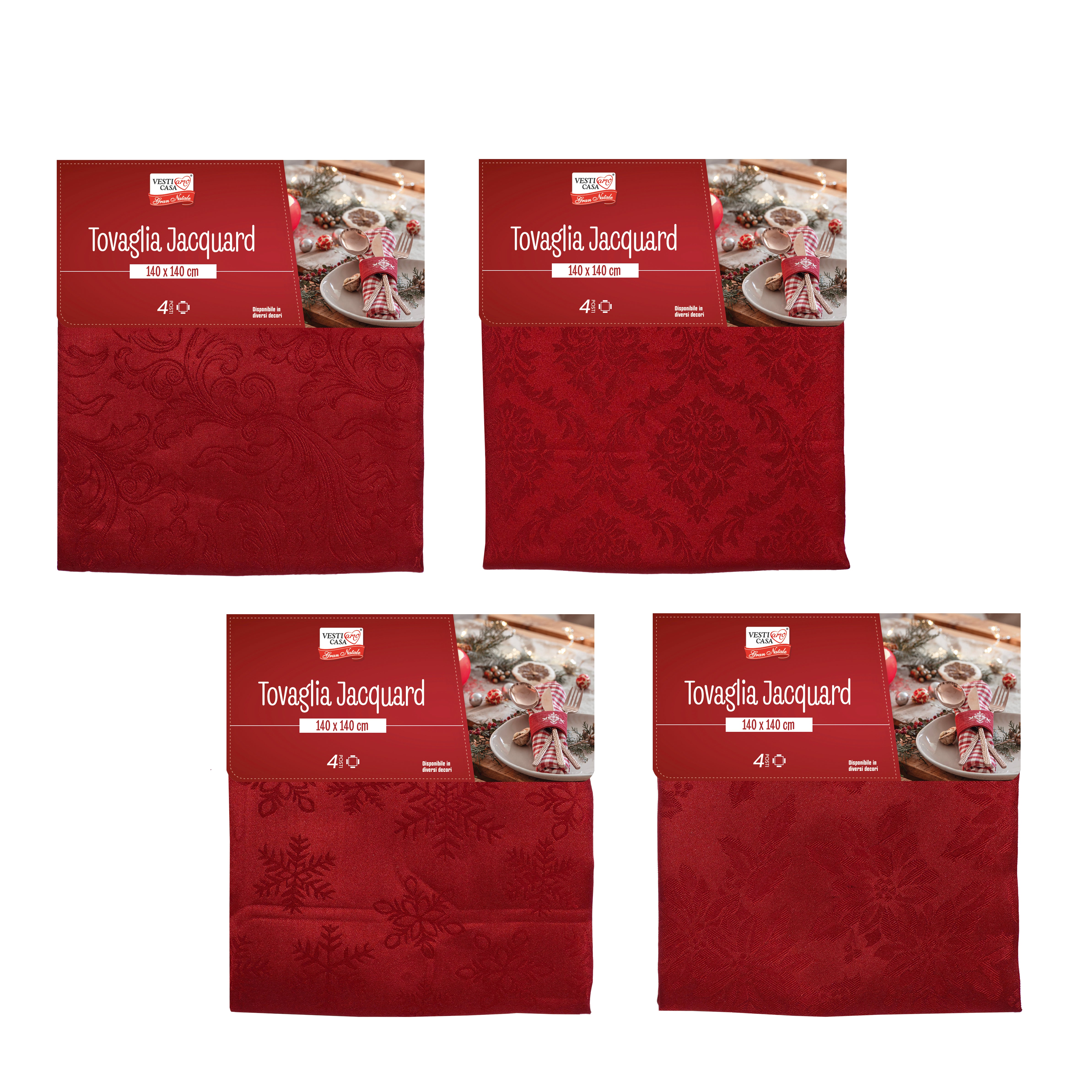 VESTIAMO CASA GRAN NATALE - Tovaglia Natalizia Jacquard 4 Posti 140x140 cm