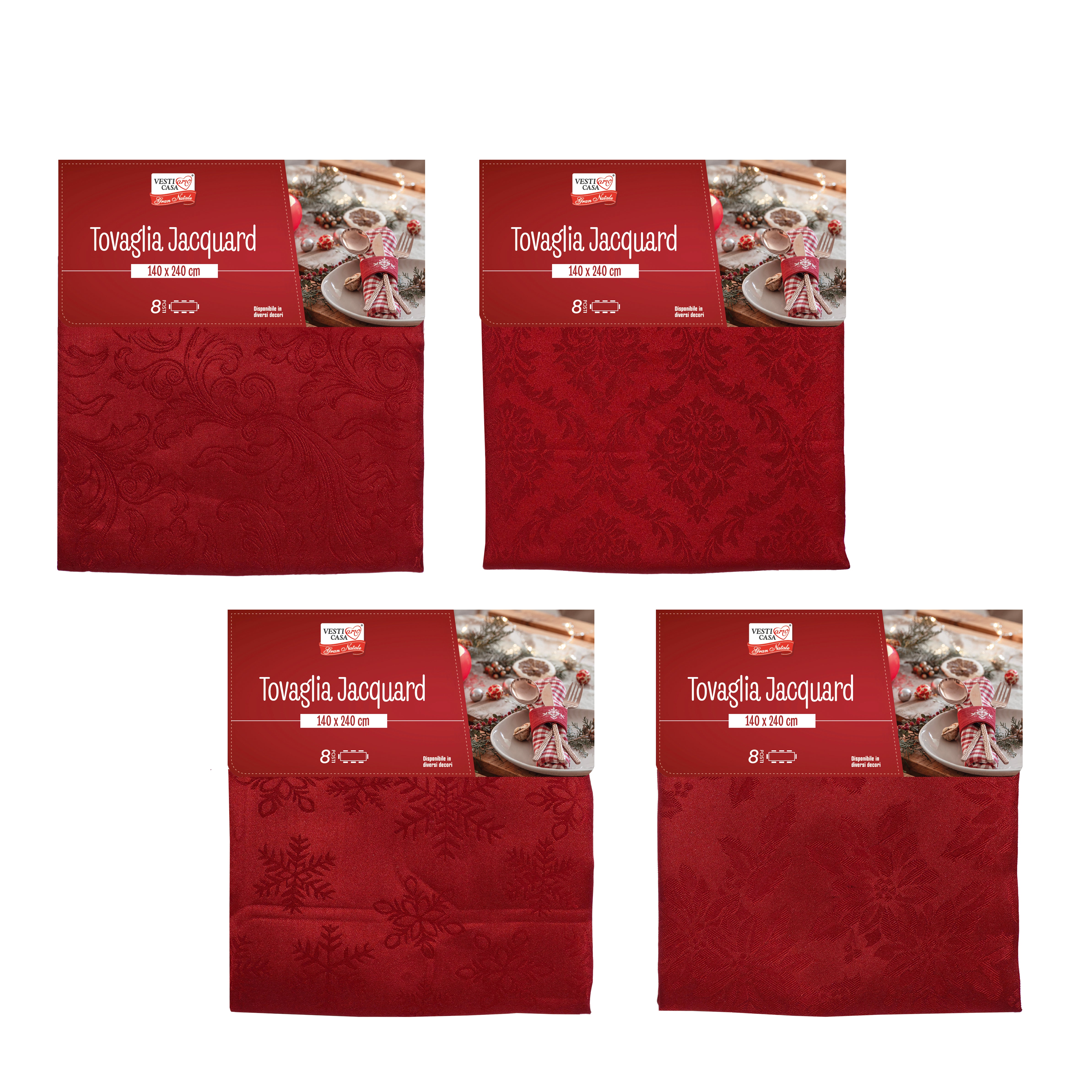 VESTIAMO CASA GRAN NATALE - Tovaglia Natalizia Jacquard 8 Posti 140x240 cm