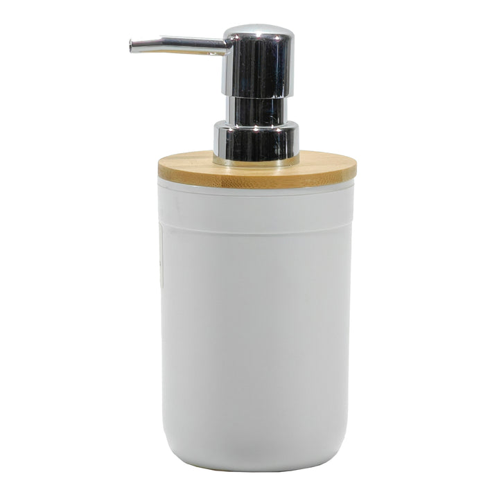 VESTIAMO CASA - Dispenser bianco con bamboo ricaricabile per sapone liquido - 390ml