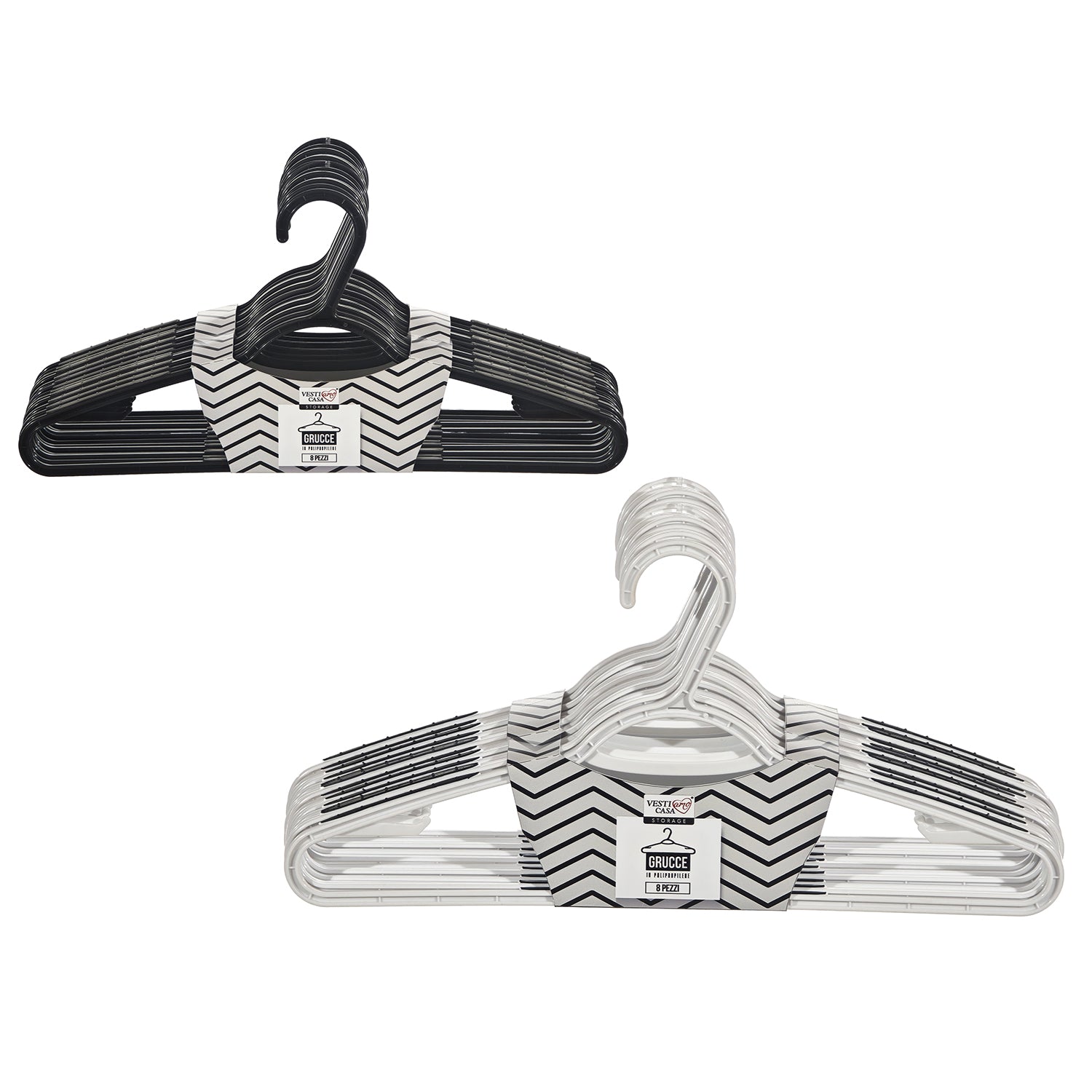 VESTIAMO CASA - Grucce in Polipropilene con Grip Antiscivolo L41,5 cm - Set 8 pezzi