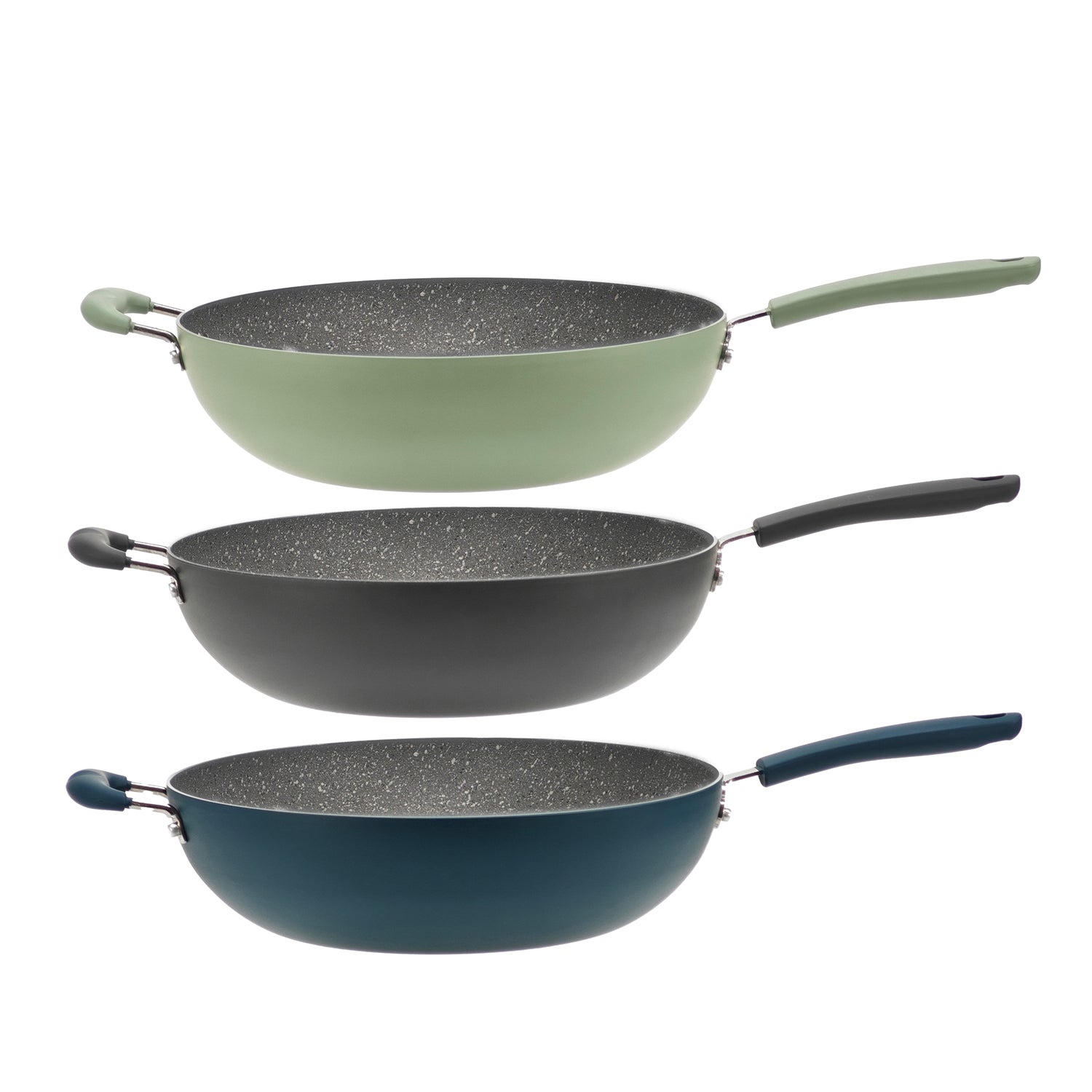 GUSTO CASA - Padella Wok in alluminio pressato Linea Maya diametro 32 cm