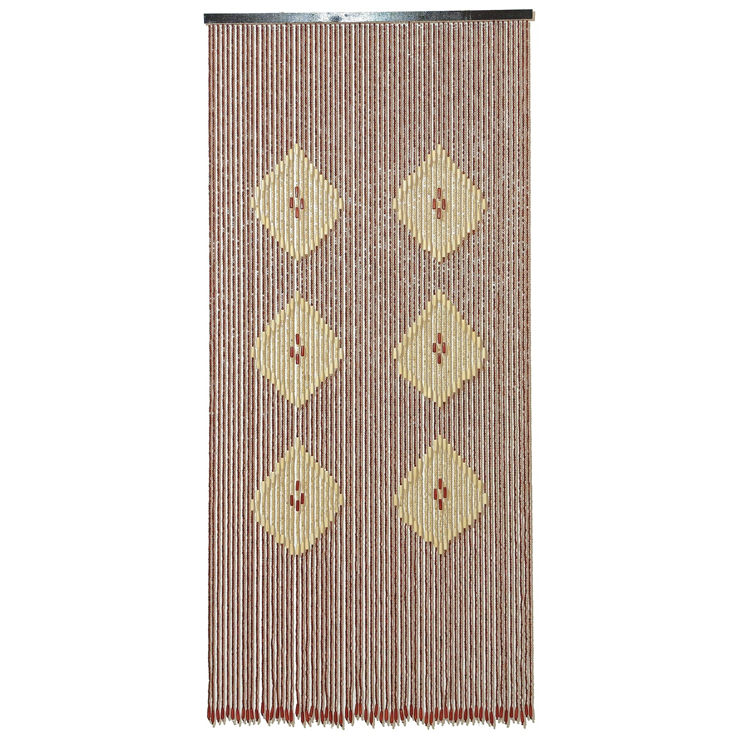 VESTIAMO CASA GIARDINO - Tenda a fili con perline marrone con supporto in legno h220x100 cm