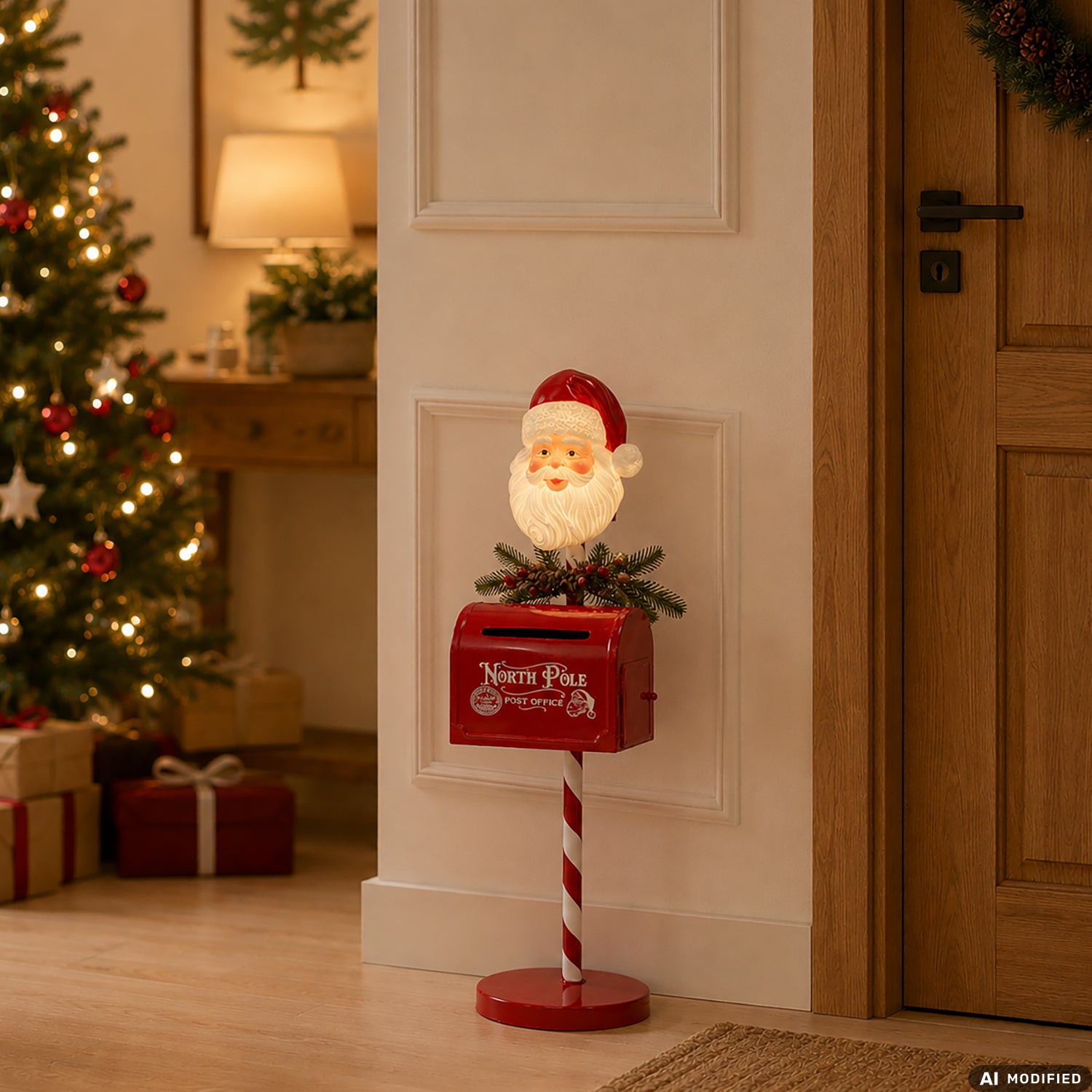 VESTIAMO CASA GRAN NATALE - Cassetta Postale Natalizia Luminosa LED Bianco Caldo h60 cm