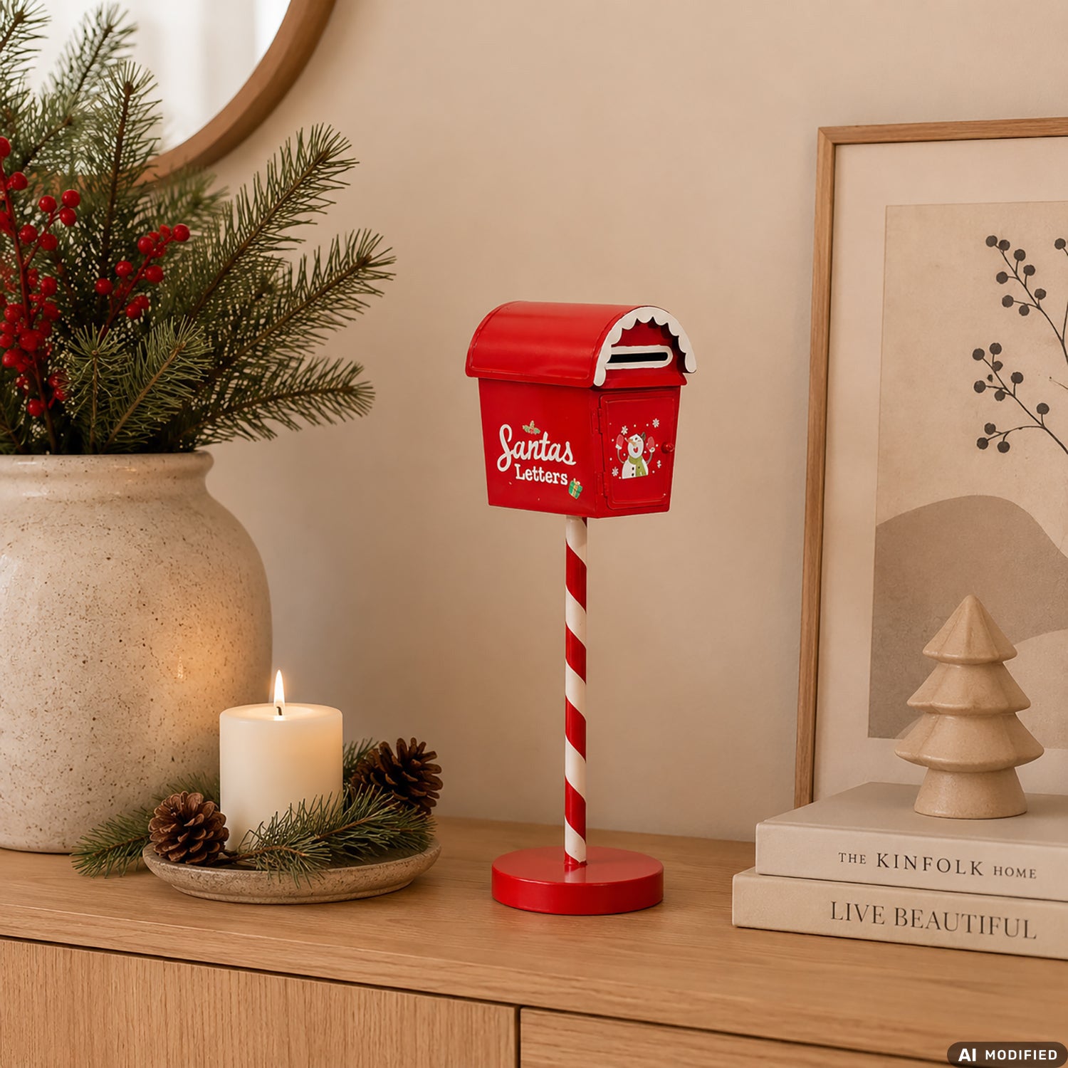 VESTIAMO CASA GRAN NATALE - Cassetta Postale Natalizia Decorativa in Metallo h49 cm