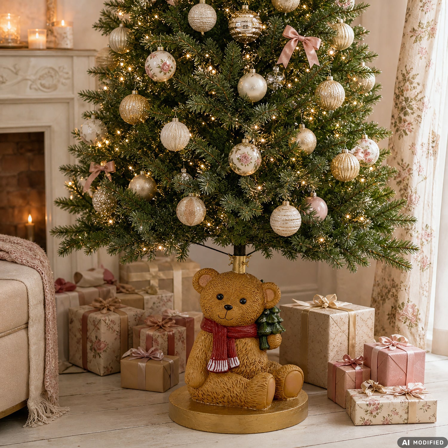 VESTIAMO CASA GRAN NATALE - Base Albero di Natale con Orso Decorativo h54 cm