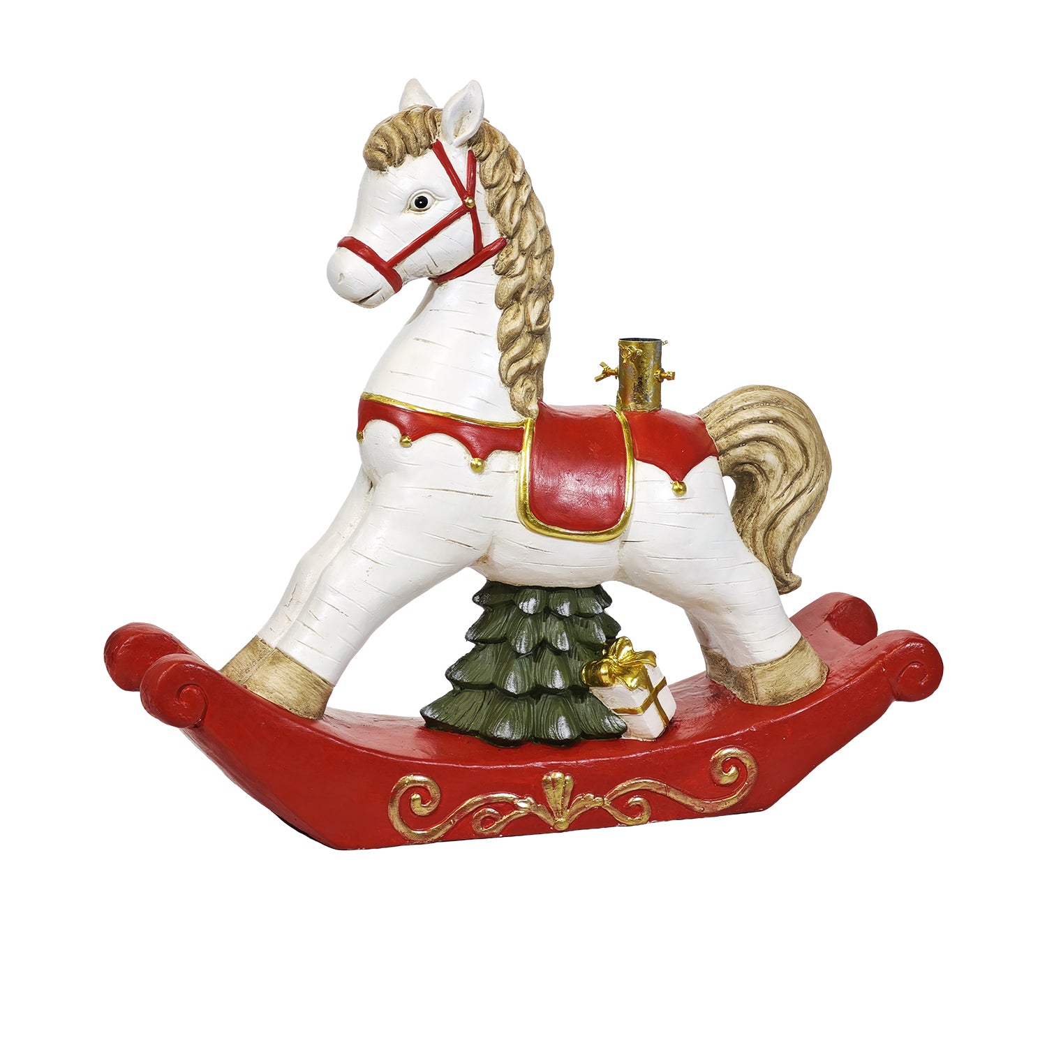 VESTIAMO CASA GRAN NATALE - Base Albero di Natale Cavallo a Dondolo Decorativo h63 cm