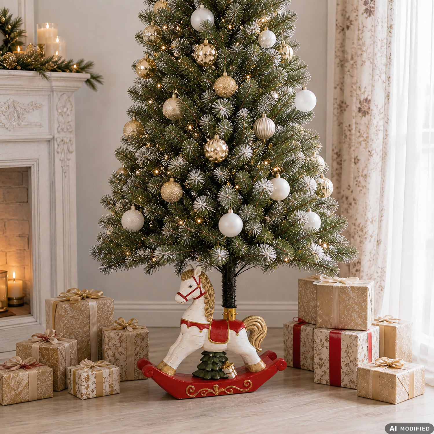 VESTIAMO CASA GRAN NATALE - Base Albero di Natale Cavallo a Dondolo Decorativo h63 cm