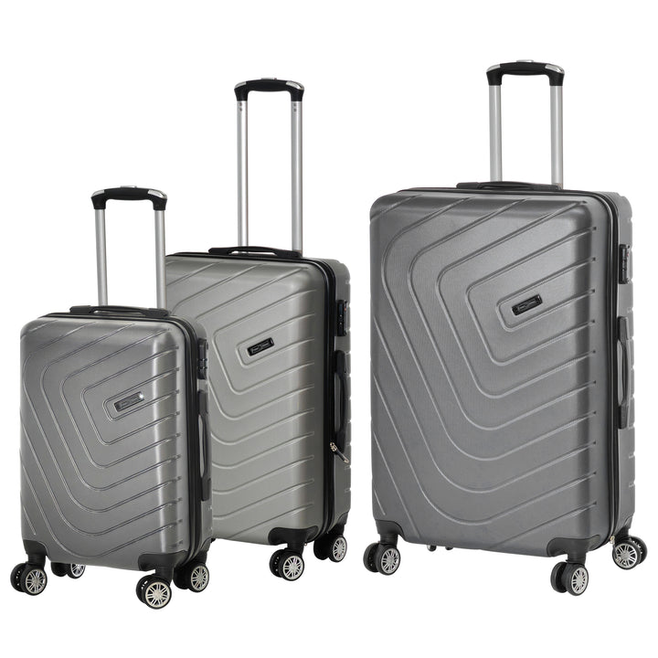 FREE TIME Set Trolley Semirigido Grigio in ABS con ruote