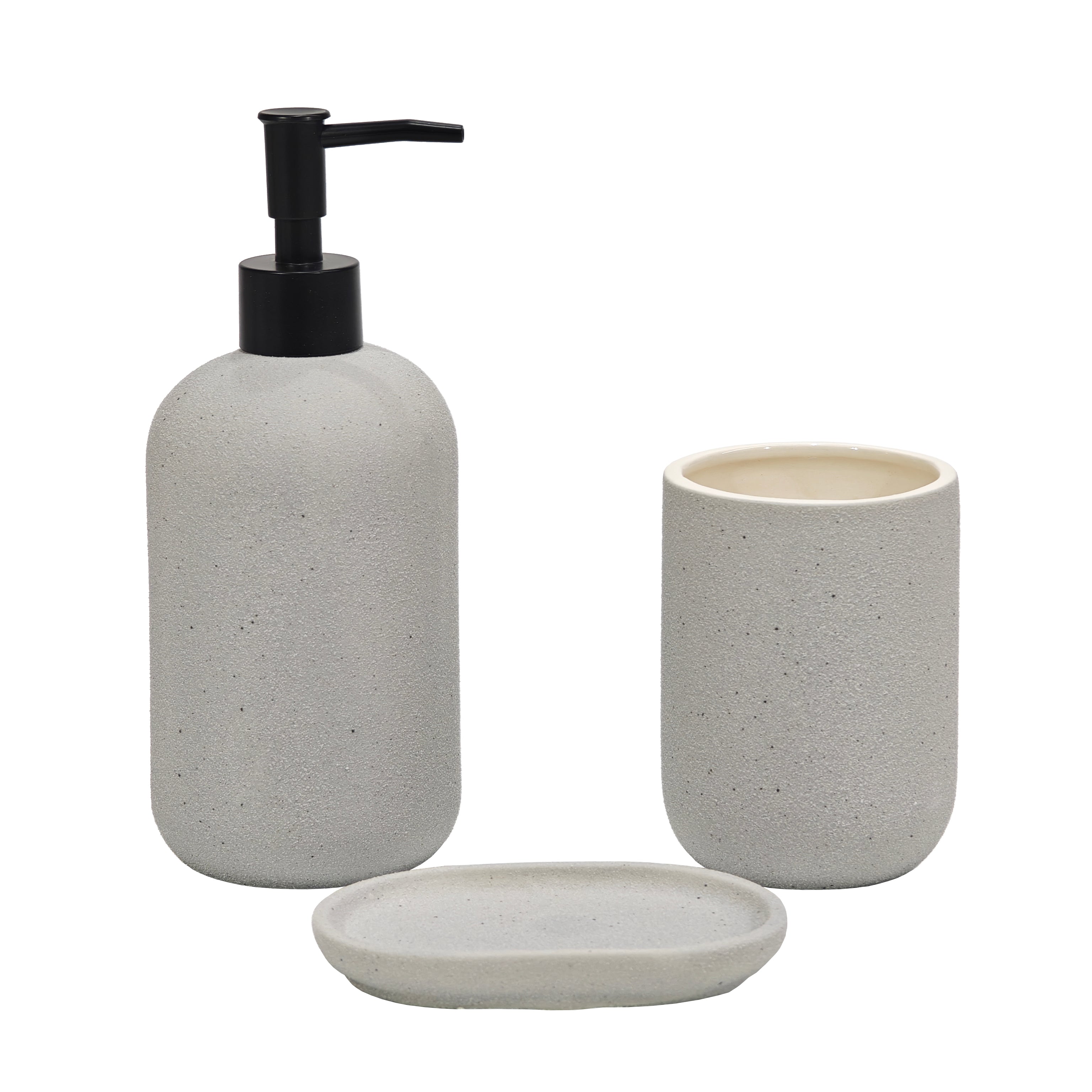 VESTIAMO CASA - Set Bagno 3 pezzi in Ceramica Grigio
