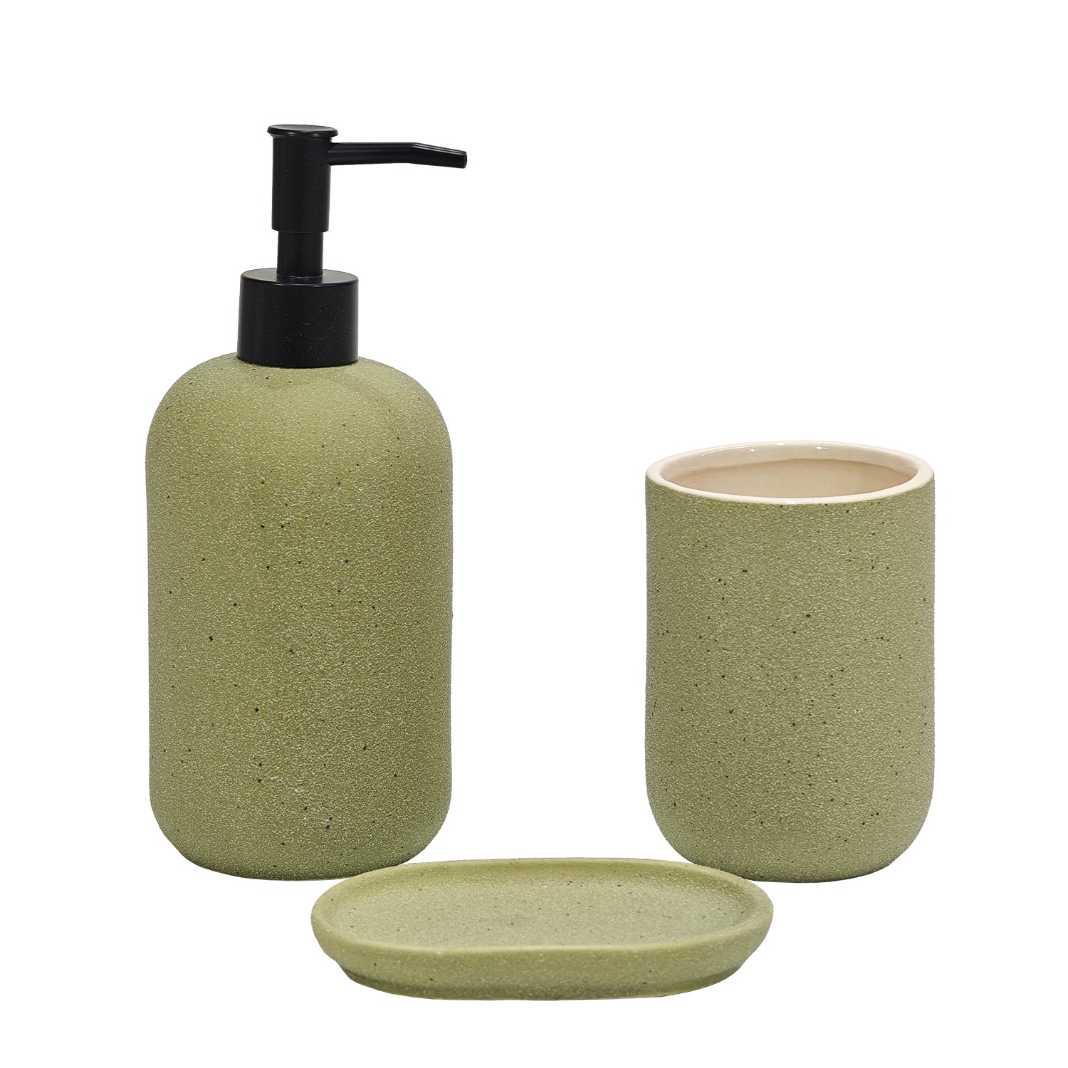 VESTIAMO CASA - Set Bagno 3 pezzi in Ceramica Verde