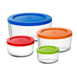 GUSTO CASA - Contenitori in vetro con coperchio ermetico colorato Food Organizer - set 4 pezzi