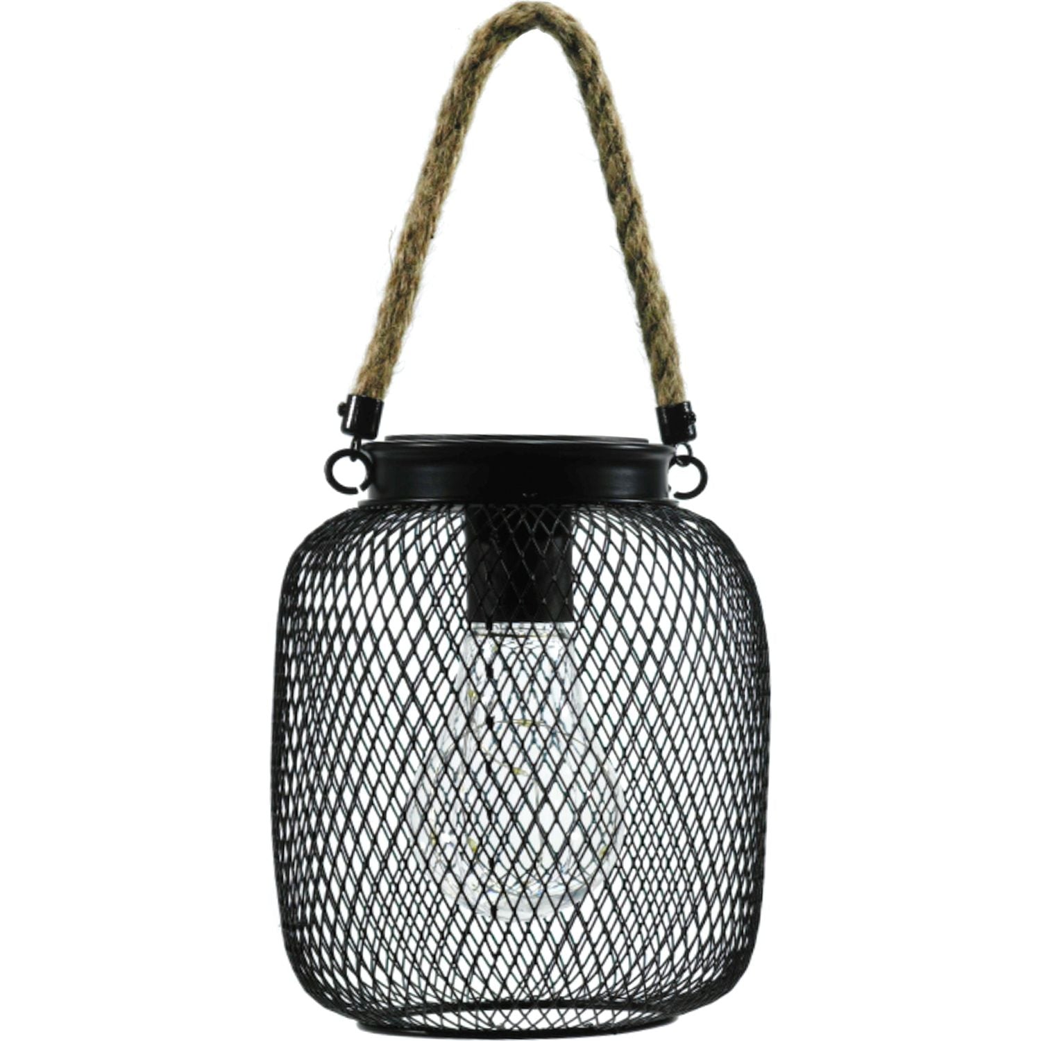 DICTROLUX - Lanterna Solare Led Nera - altezza 16 cm diametro 13 cm