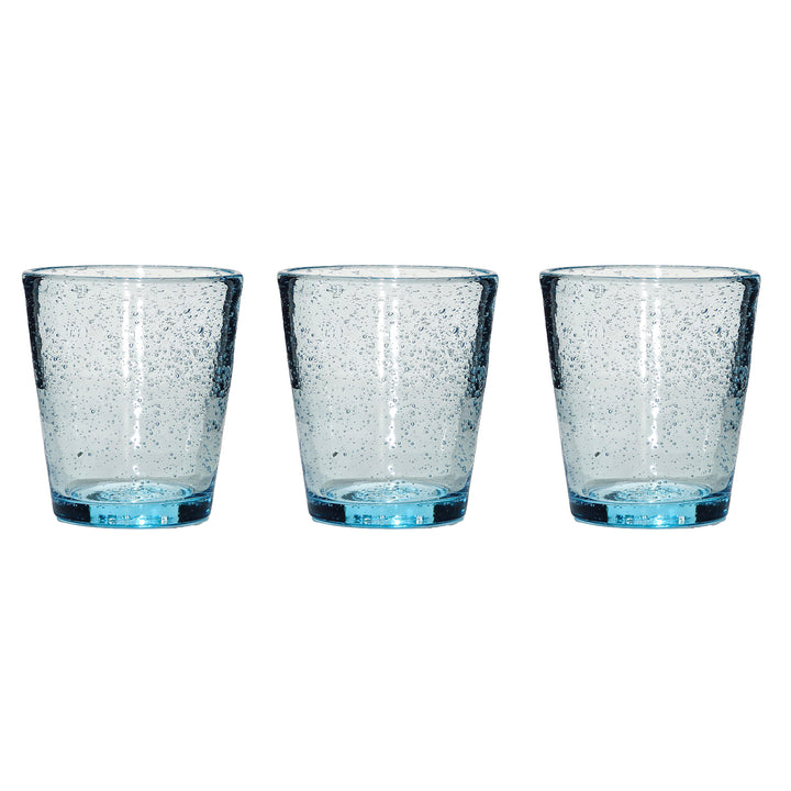 GUSTO CASA - Bicchieri in vetro soffiato Celeste Bubbles 30 cl - set 3 pezzi