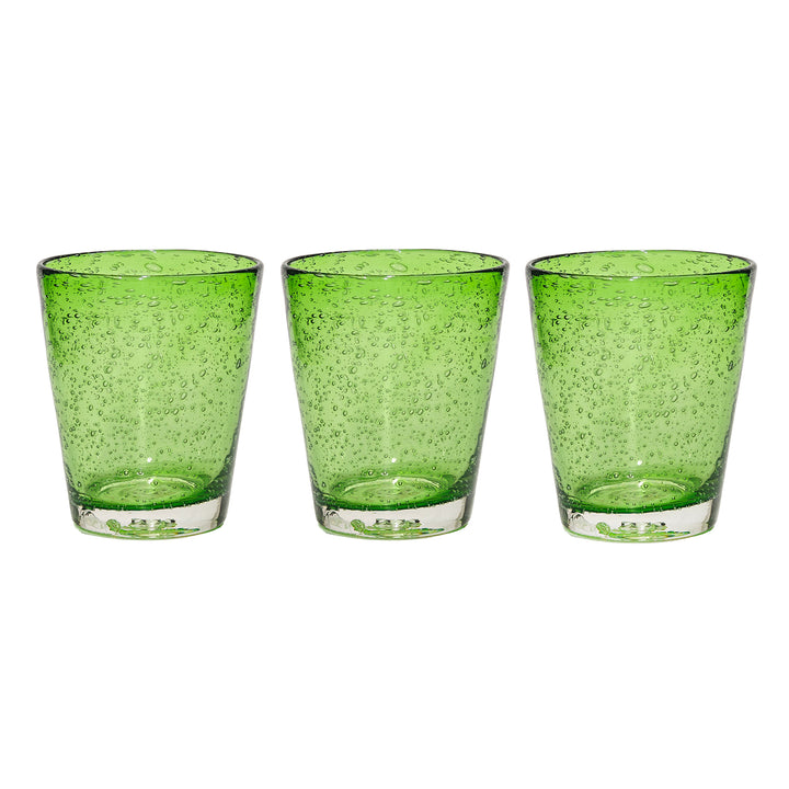 GUSTO CASA - Bicchieri in vetro soffiato Verde Bubbles 30 cl - set 3 pezzi