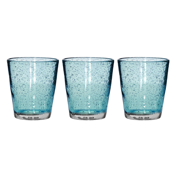 GUSTO CASA - Bicchieri in vetro soffiato Blu Bubbles 30 cl - set 3 pezzi
