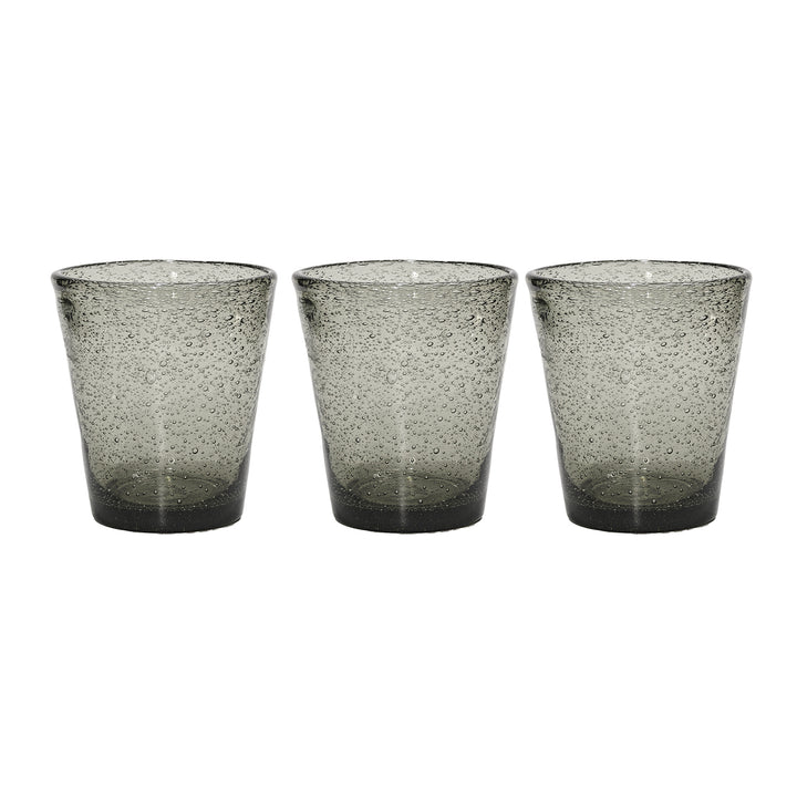 GUSTO CASA - Bicchieri in vetro soffiato Grigio Fumè Bubbles 30 cl - set 3 pezzi