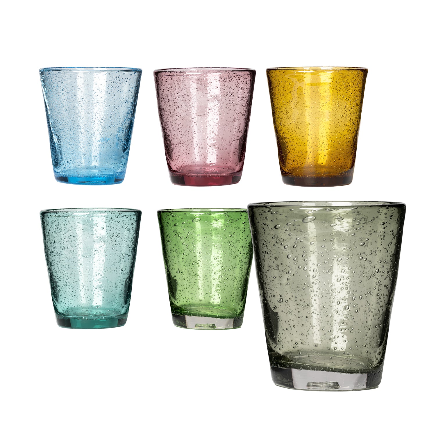 GUSTO CASA - Bicchieri in vetro soffiato Bubbles Color 30 cl - set 6 pezzi