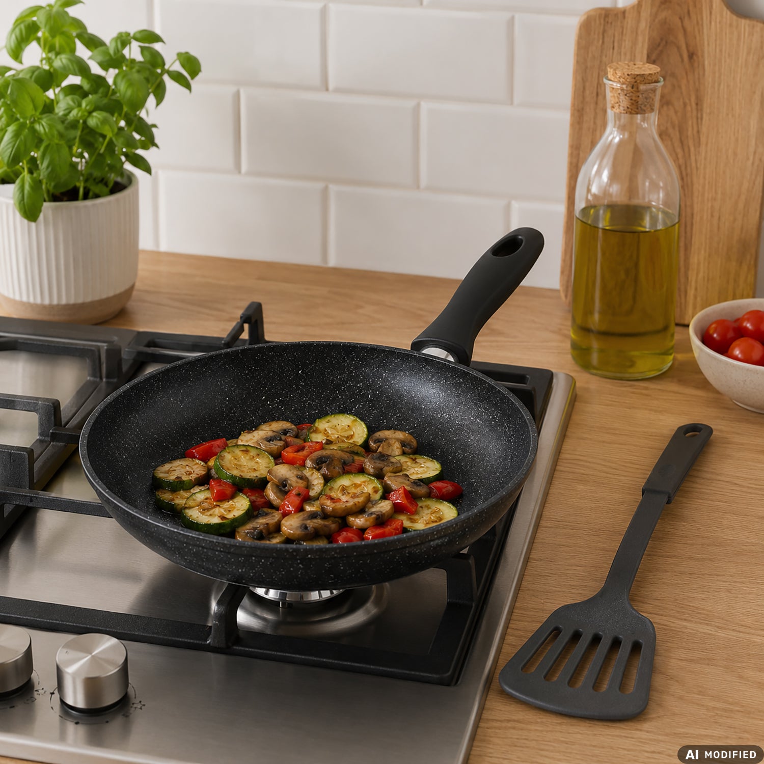 GUSTO CASA - Set Padella Antiaderente Linea Augusta con Pala Forata diametro 28 cm – set 2 Pezzi